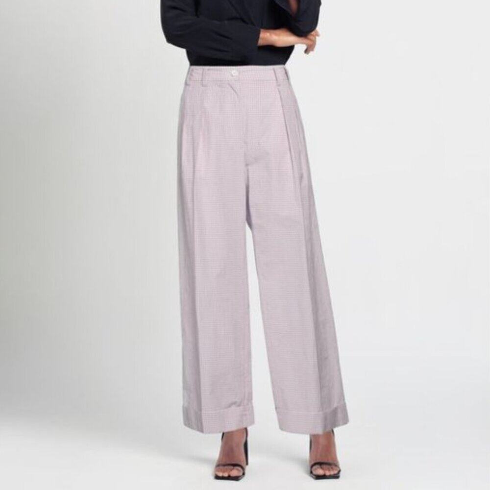 Wide-Leg High-Waist Trousers in Light Lavender